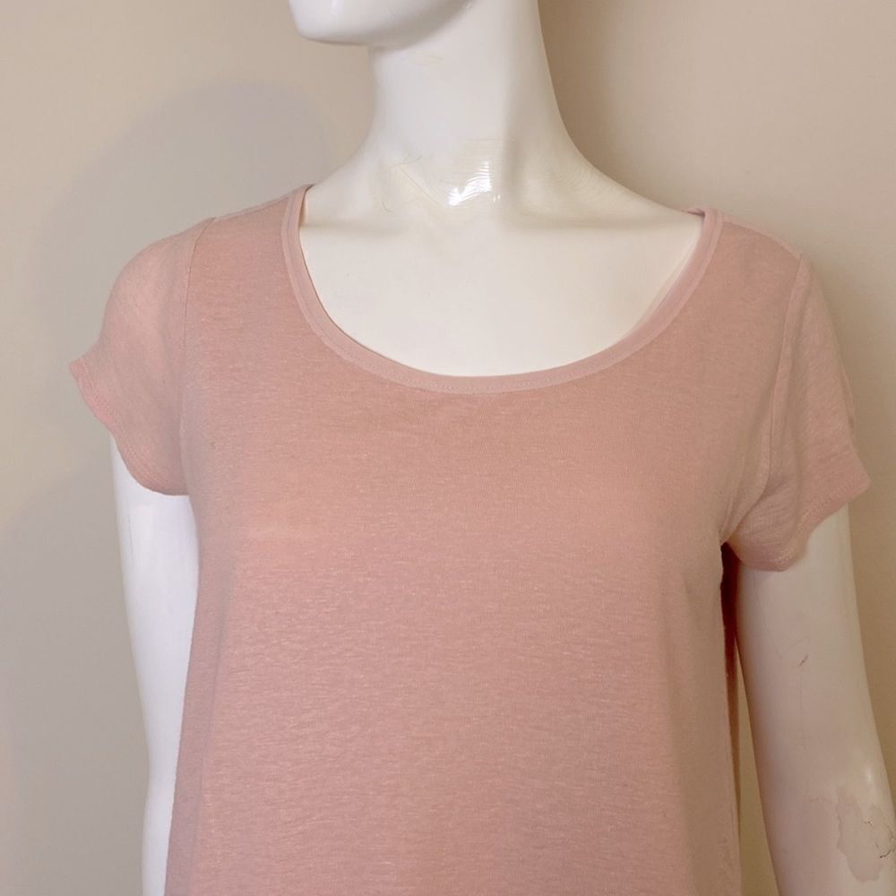 Lucky Brand Top Peachy Pink with cross cross back and chiffon underlining M - Picture 2 of 8